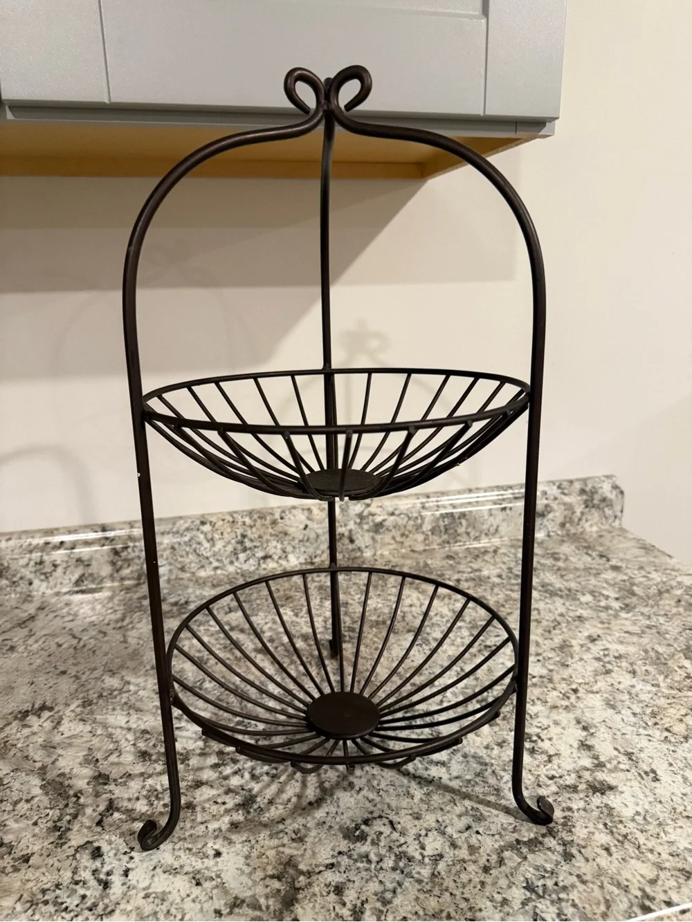 Two-Tier Metal Fruit/Display Stand in Dark Bronze